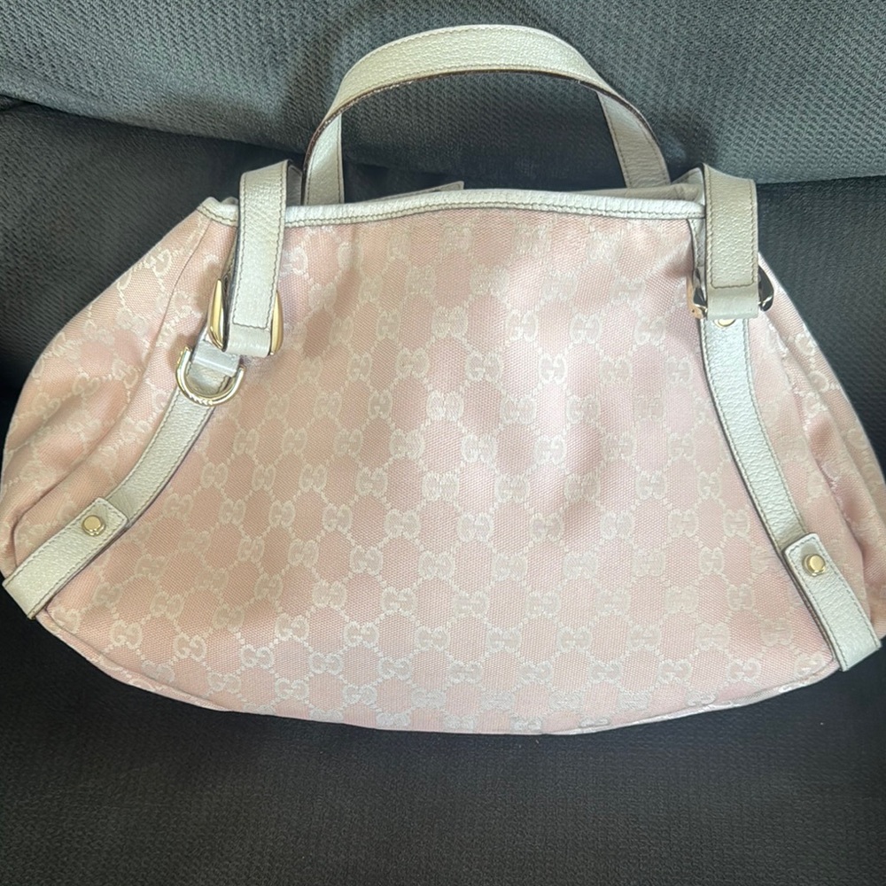 Gucci Pink and Cream Shoulder Bag with Crescent Shape